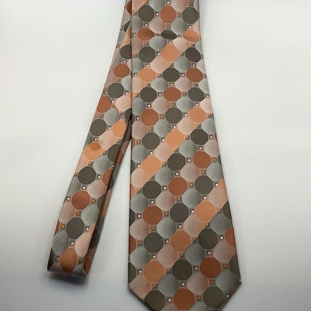 Croft & Barrow Men’s Tie Geometric Orange Brown Gray Classic Business Wear